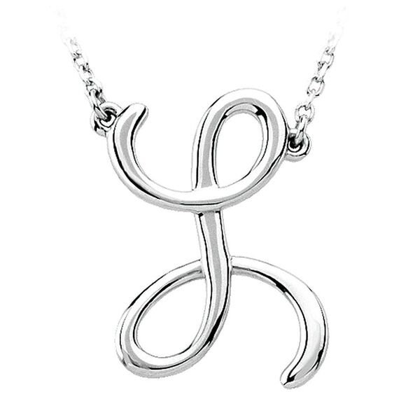 Sterling Silver, Olivia Collection, Medium Script Initial L Necklace - Picture 1 of 4